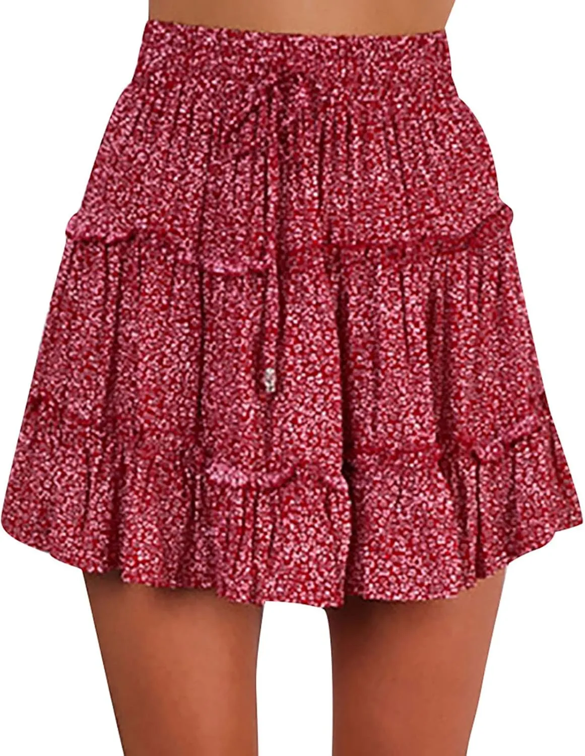 RKSTN Skirts for Women High Waist Ruffled Floral Print Skorts Bohe Beach Short Skirt Tennis Skirt Summer Casual Skirt