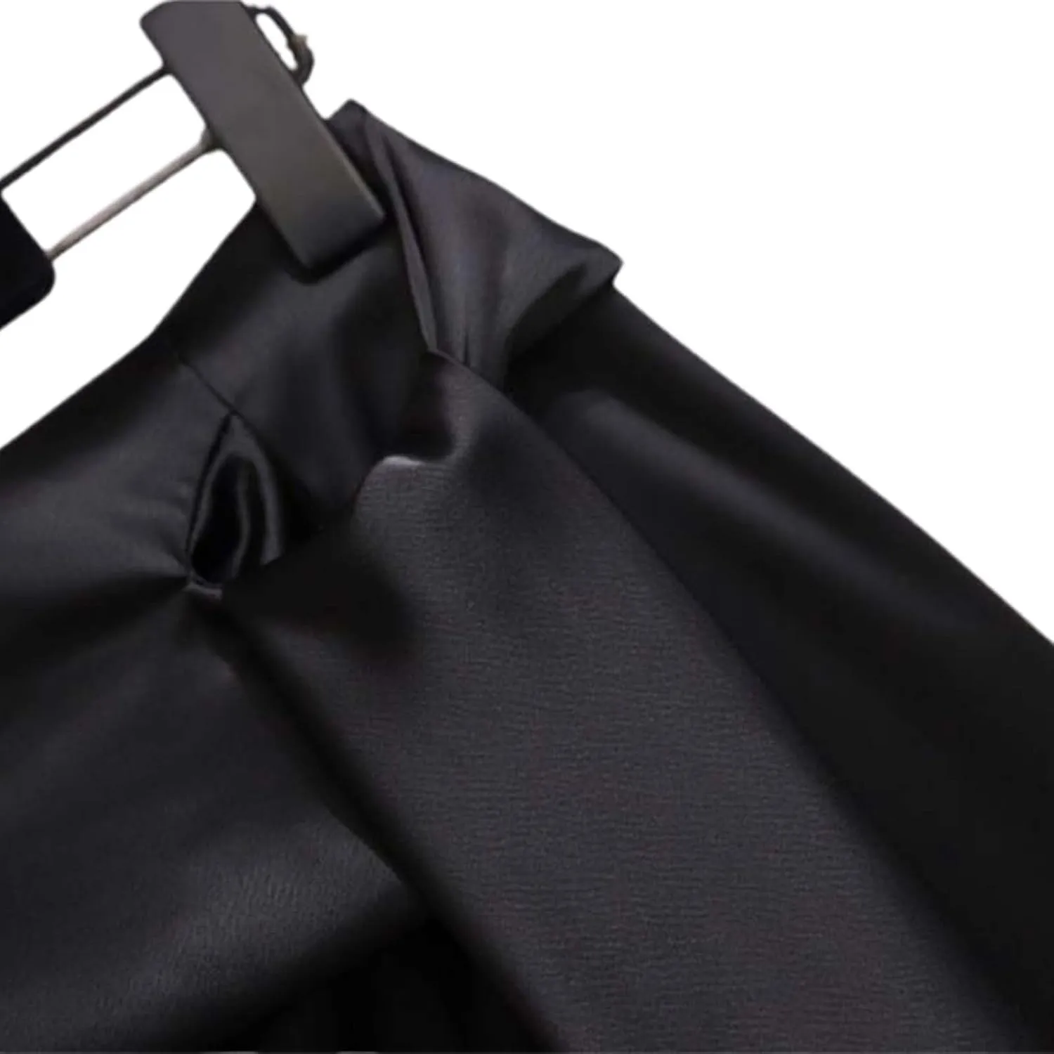 Satin Silk Side Slit Maxi Skirt High Waisted Elastic Waist Split Long Skirts Ruffled Dress for Women