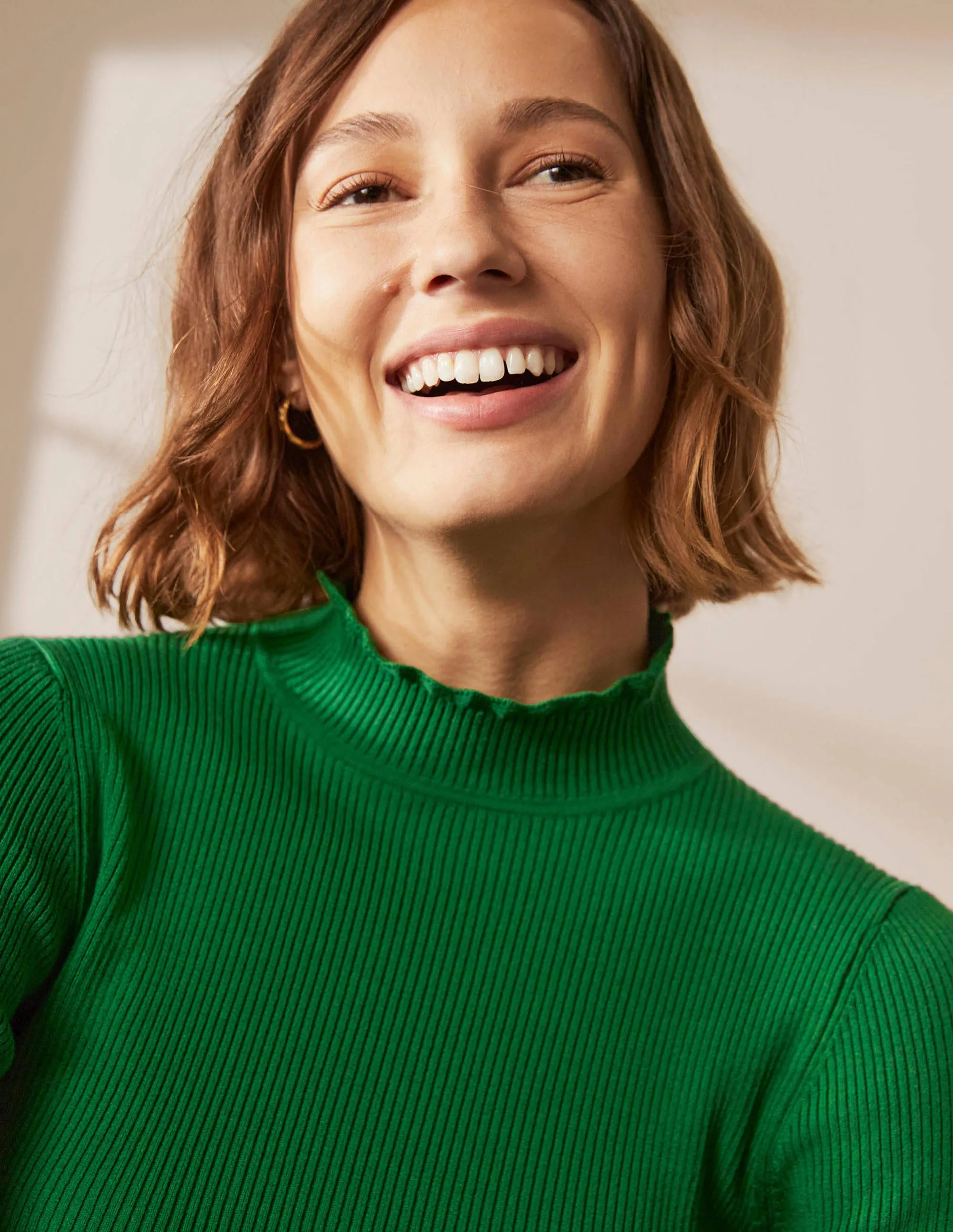 Scallop High Neck Jumper-Conifer