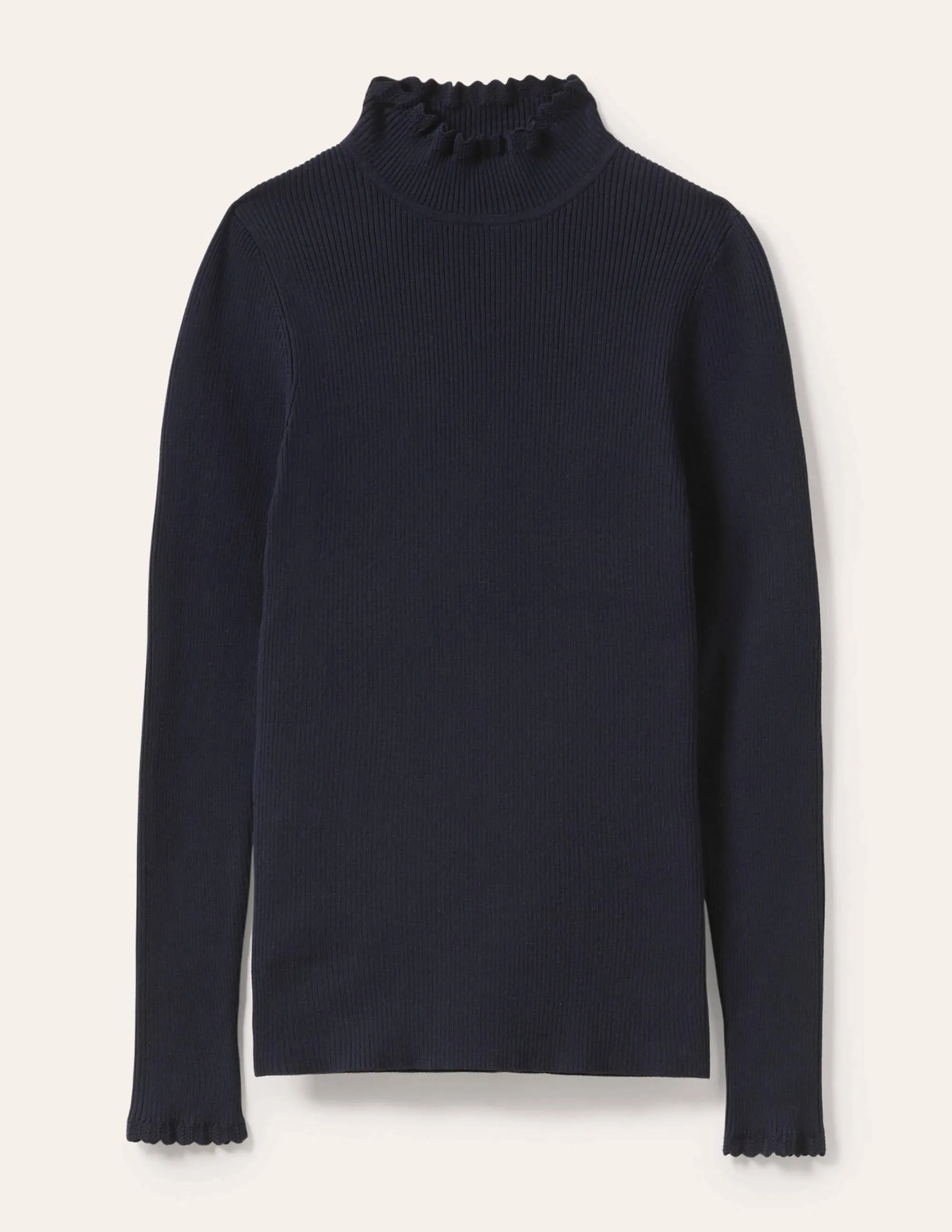 Scallop High Neck Jumper-Navy