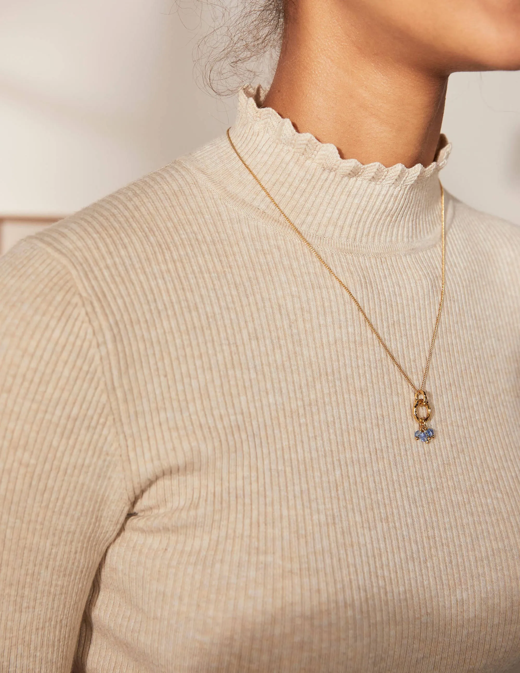 Scallop High Neck Jumper-Oatmeal Melange