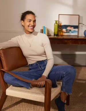 Scallop High Neck Jumper-Oatmeal Melange