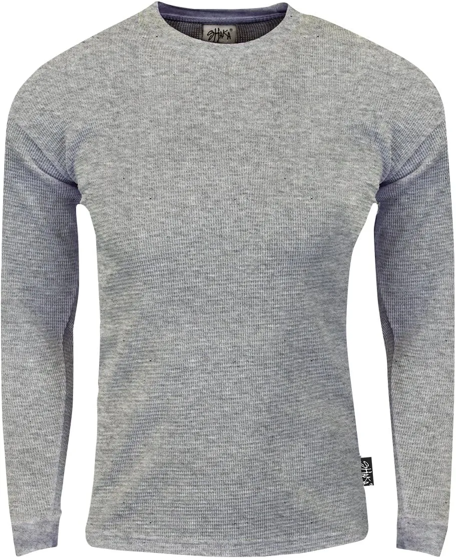 Shaka Wear Mens Knit Sweater - Heavyweight Waffle Thermal T Shirt Long Sleeve Crewneck Knitted Top Regular Big Size XS-5XL