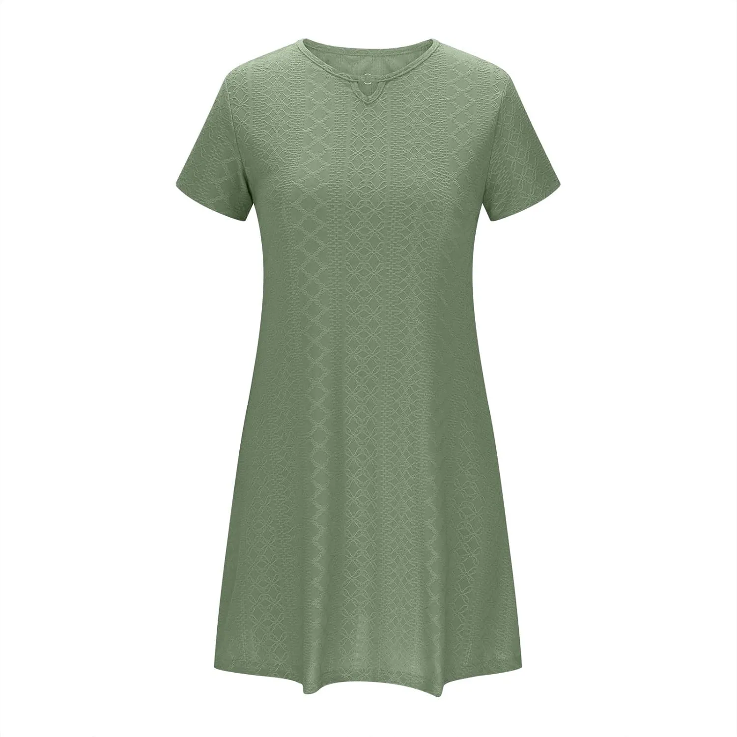 Sinzelimin Summer Dresses for Women 2025 Dressy Casual Midi Dress Short Sleeves Crewneck Bohemian Style Beach Sundress