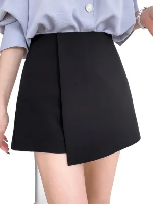 Solid Asymmetrical Wrap Front Skort Hot Shorts for Women