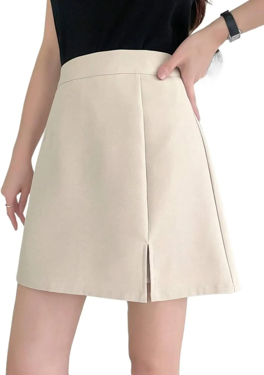 Solid Regular Fit Slit Hem Skort Shorts for Women