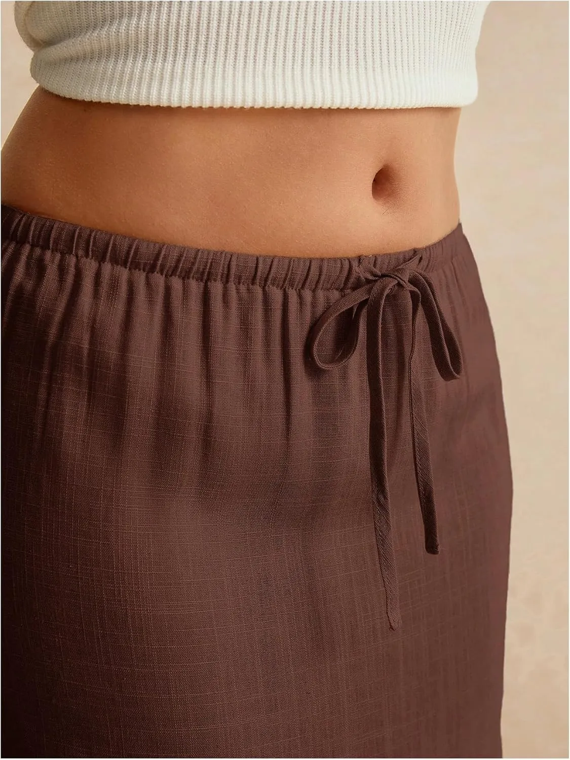 SOLY HUX Women's Summer Maxi Skirt Drawstring Low Waist A Line Casual Skirts