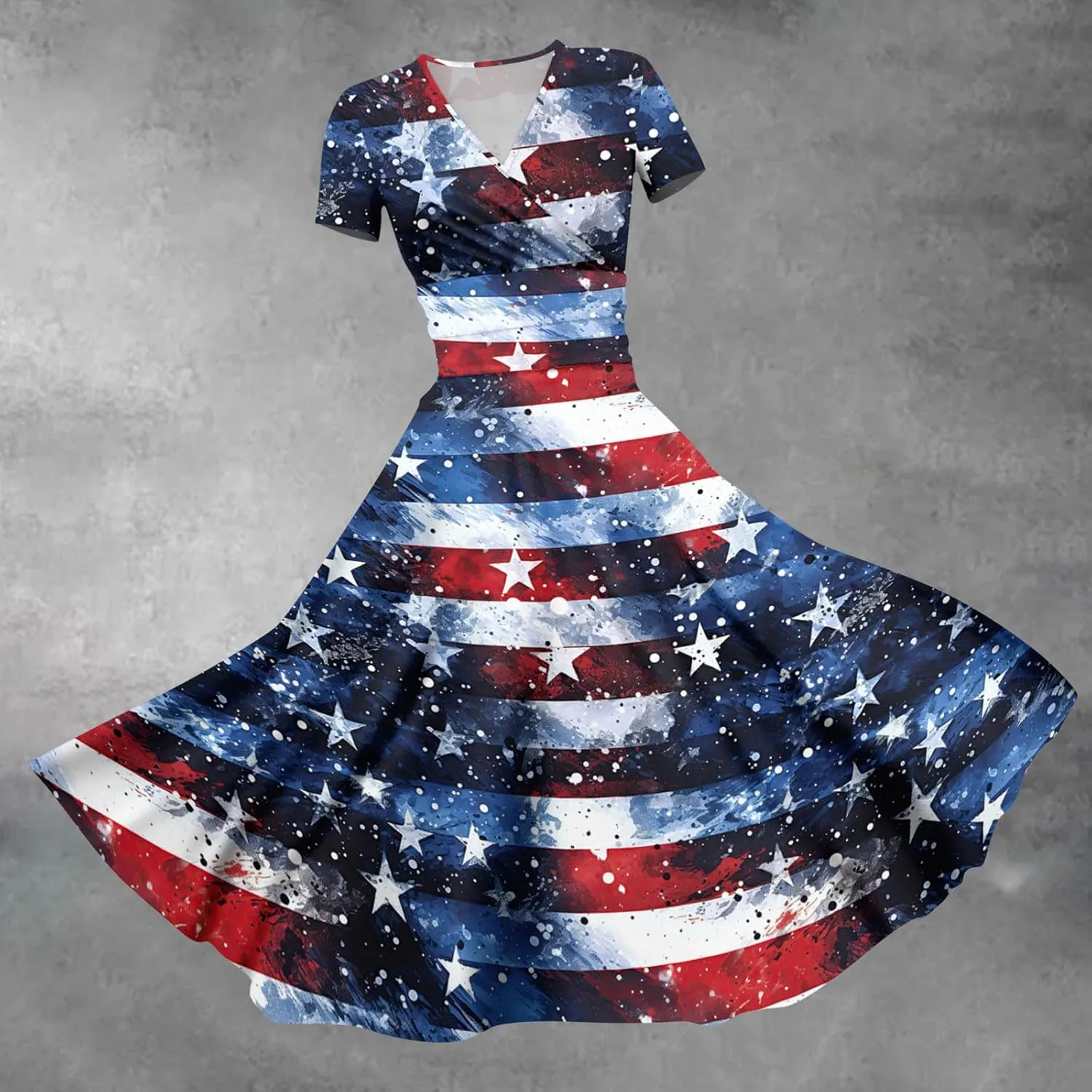 Summer Dresses for Women 2025 4th of July Dress Patriotic American Flag Dress Casual Beach Boho Vintage Midi Dresses