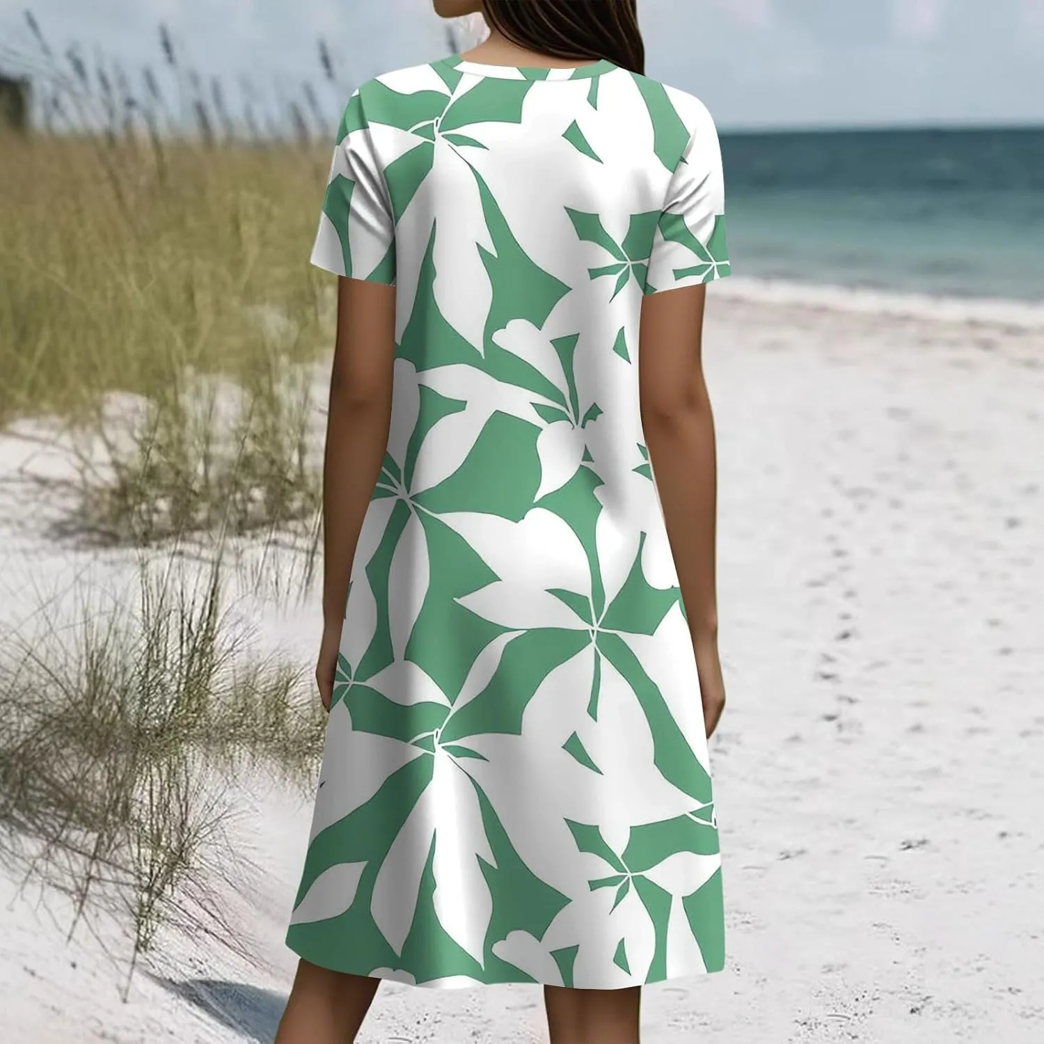 Summer Dresses for Women 2025 Casual Comfy Crew Neck Short Sleeve T Shirt Dress Beach Fashion Vacation Sundresses