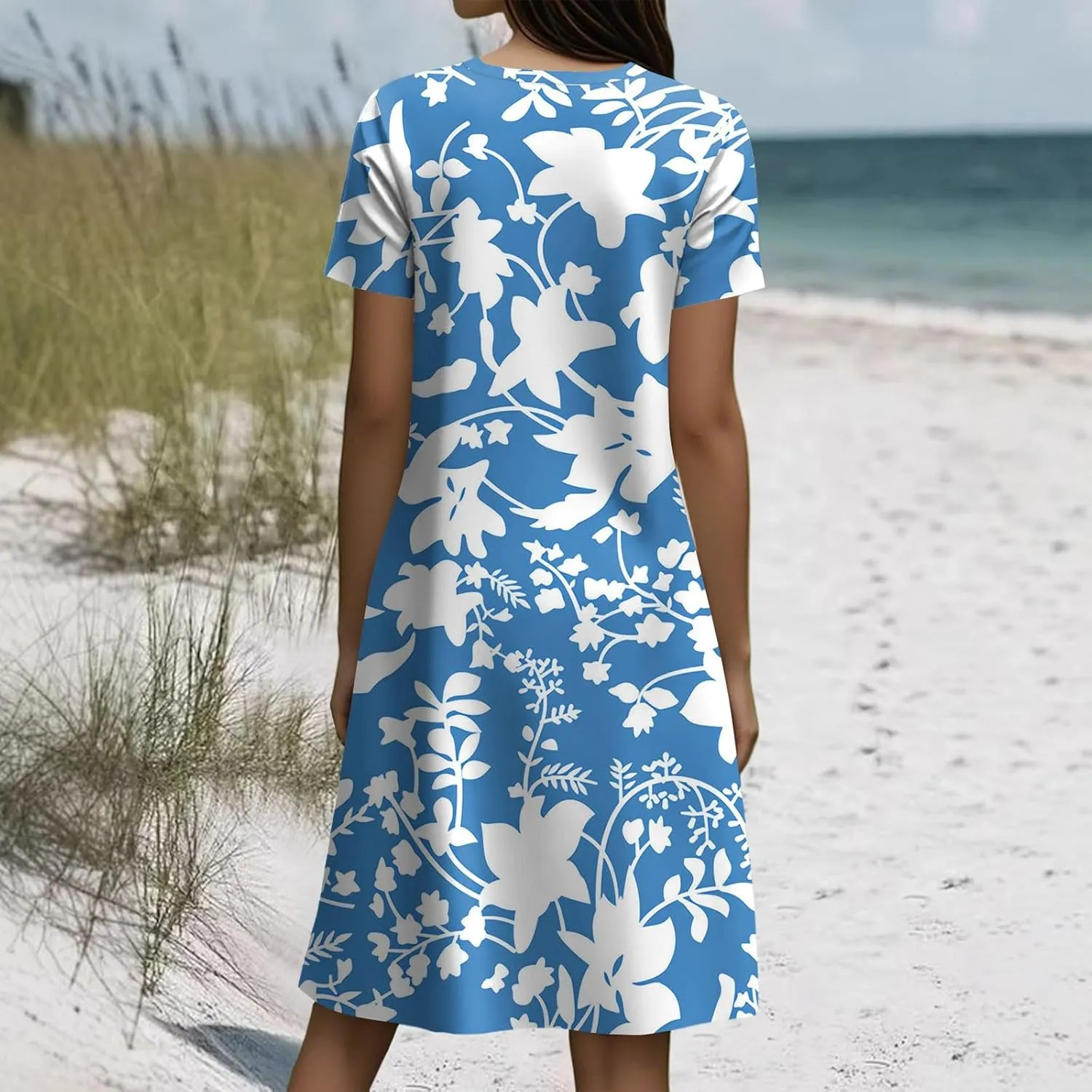Summer Dresses for Women 2025 Casual Comfy Crew Neck Short Sleeve T Shirt Dress Beach Fashion Vacation Sundresses