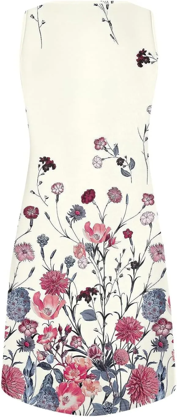 Summer Dresses for Women V Neck Sundresses Casual Beach Tank Dress Floral T Shirt Dresses Loose Sleeveless Sleep Dress