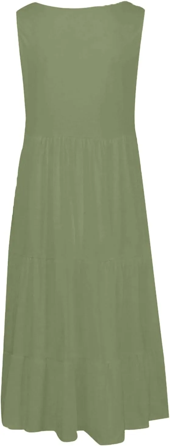 Summer Dresses for Women Vacation 2024 Trendy Beach Sleeveless Sundresses Loose Fit Casual Summer Camisole Dress