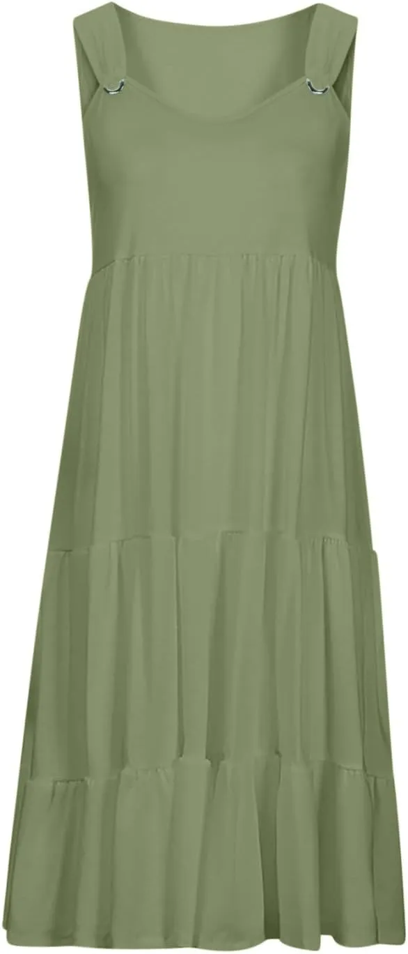 Summer Dresses for Women Vacation 2024 Trendy Beach Sleeveless Sundresses Loose Fit Casual Summer Camisole Dress
