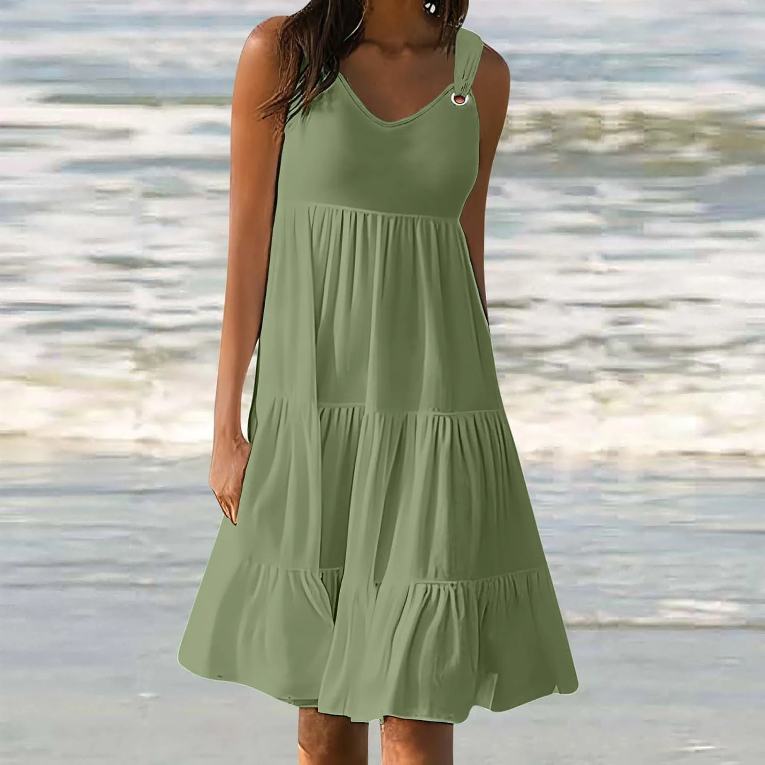 Summer Dresses for Women Vacation 2024 Trendy Beach Sleeveless Sundresses Loose Fit Casual Summer Camisole Dress