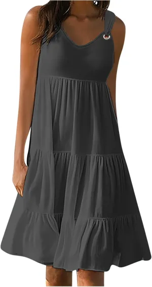 Summer Dresses for Women Vacation 2024 Trendy Beach Sleeveless Sundresses Loose Fit Casual Summer Camisole Dress