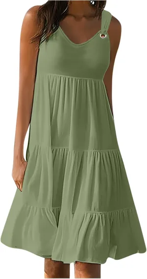 Summer Dresses for Women Vacation 2024 Trendy Beach Sleeveless Sundresses Loose Fit Casual Summer Camisole Dress