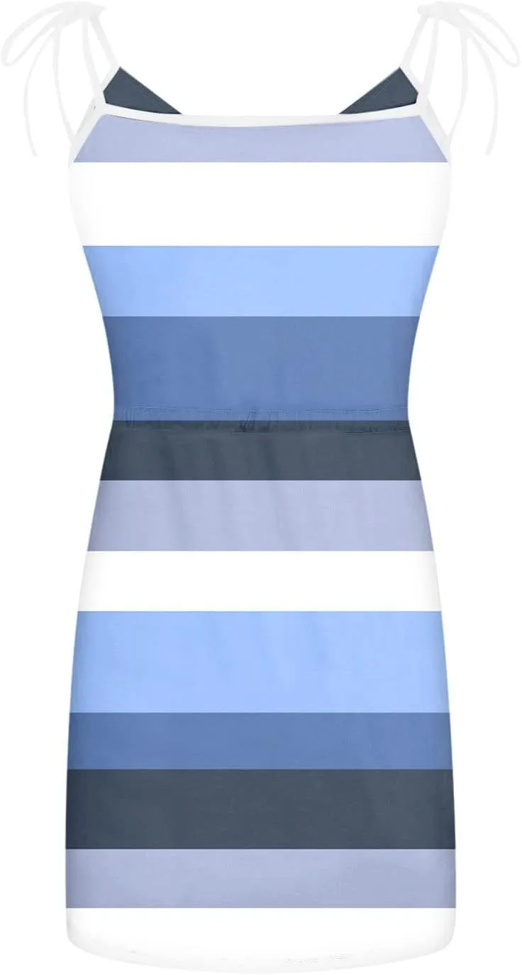 Sundresses for Women 2024 Summer Dresses Boho Casual Sling Sleeveless Striped Contrast Beach Mini graduation Dress