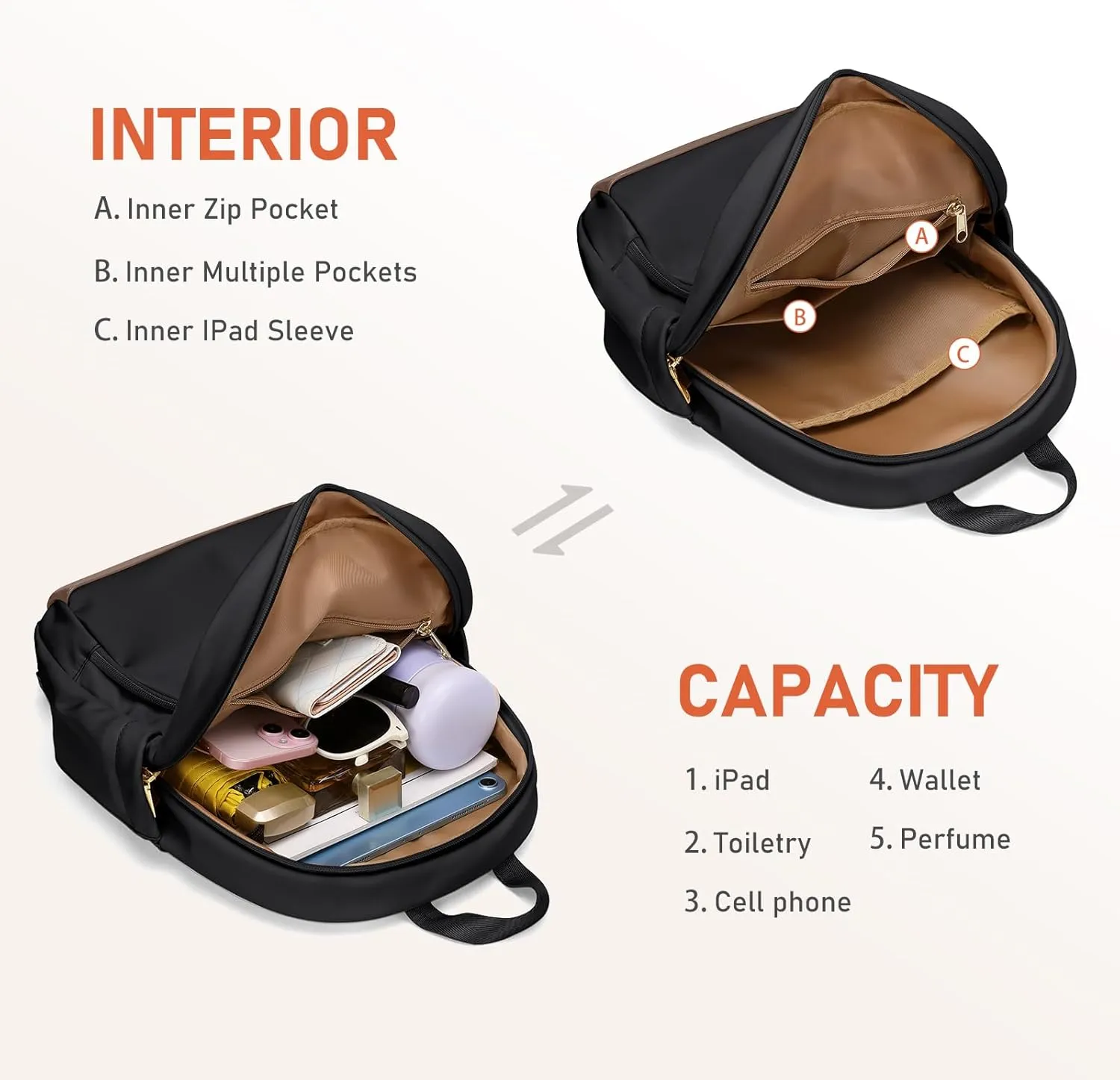 TENSTAR Mini Backpack for Women Stylish Water-Resistant Back pack Purse, Light Weight Daypack Purses Daily Backpack Cute Bookbag for College Travel, Black
