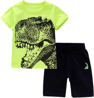 Toddler Boy Clothes Cartoon Cotton Summer Short Sleeve T-Shirt and Shorts Kids Outfit Set 2-7 Year