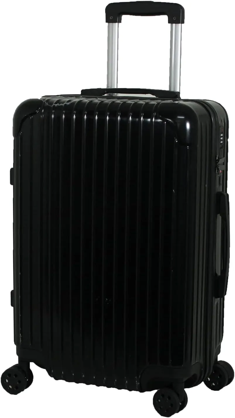 Trolley Luggage Zipper Type suitcase with dial Lock light weight [71-22036-10](Black, M)