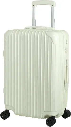 Trolley Luggage Zipper Type suitcase with dial Lock light weight [71-22036-20](White, M)