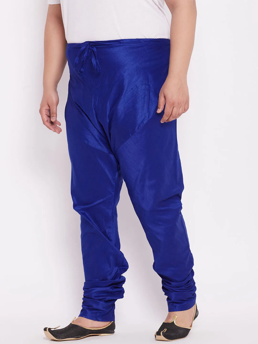 VASTRAMAY Men's Blue Cotton Silk Churidar