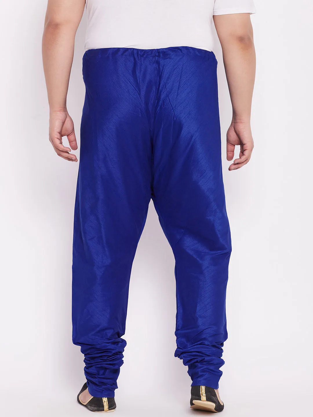 VASTRAMAY Men's Blue Cotton Silk Churidar
