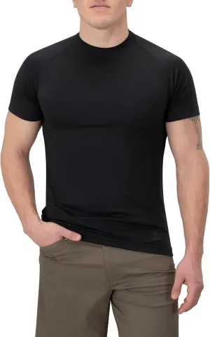 Vertx Mens Short Sleeve Tactical T Shirt for Athletic, Workout, Police, Pull On Longline Style, Semi Compression Fit