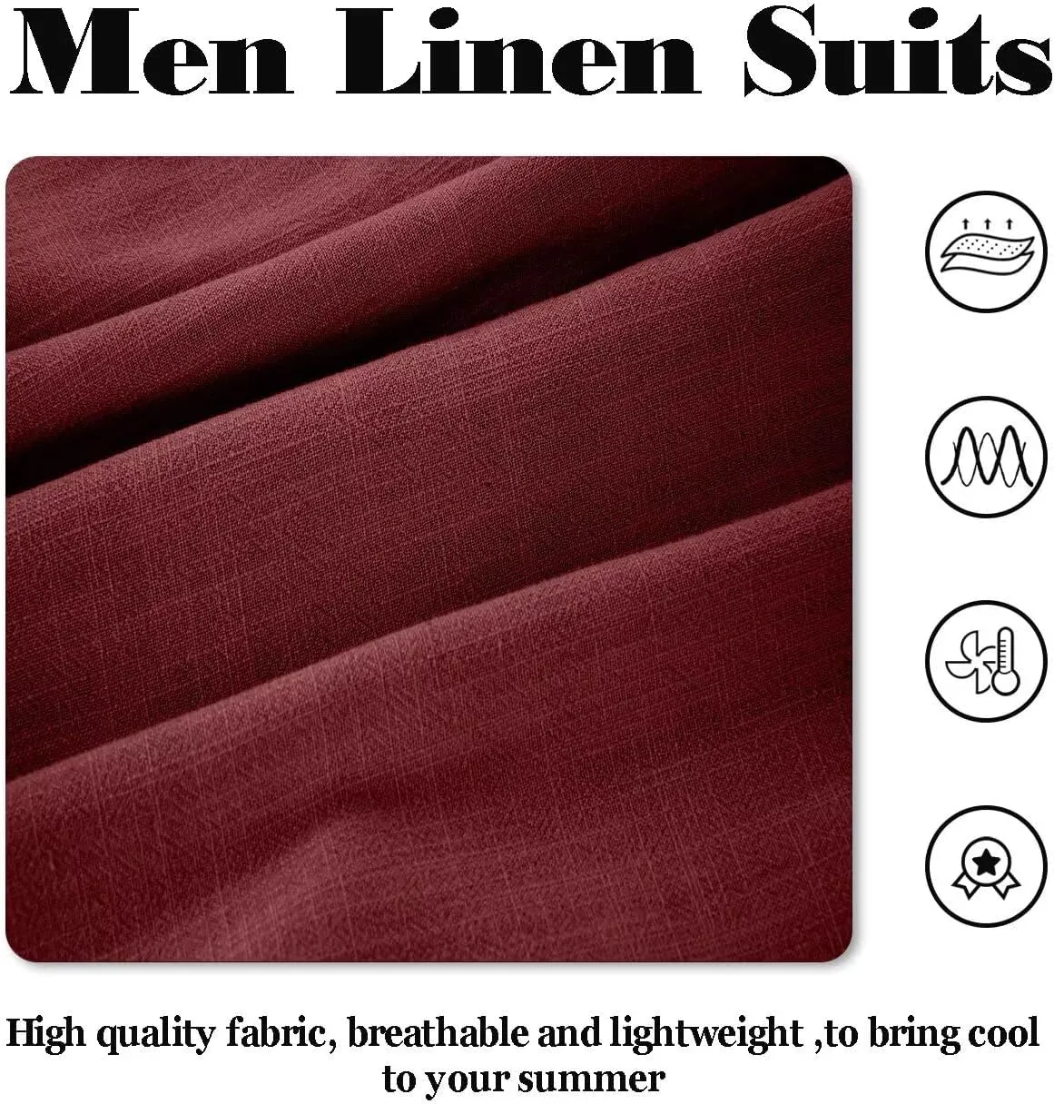 Wehilion Retro Linen Men Suit Beach Wedding Suit Summer Slim Fit 3 Pieces Light Weight Linen Suit Jacket Vest Pant Tuxedo