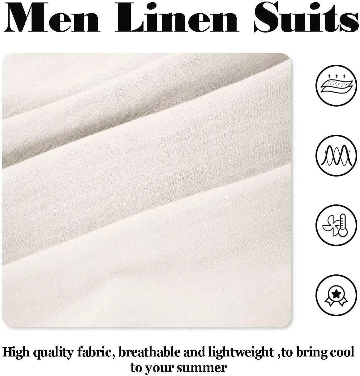 Wehilion Retro Linen Men Suit Beach Wedding Suit Summer Slim Fit 3 Pieces Light Weight Linen Suit Jacket Vest Pant Tuxedo
