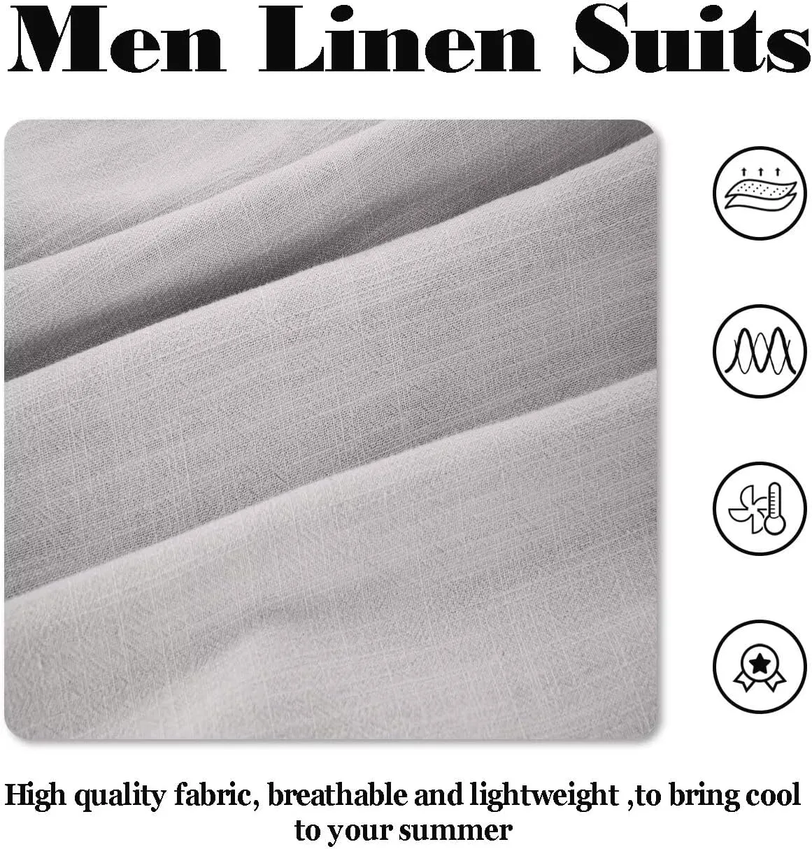 Wehilion Retro Linen Men Suit Beach Wedding Suit Summer Slim Fit 3 Pieces Light Weight Linen Suit Jacket Vest Pant Tuxedo