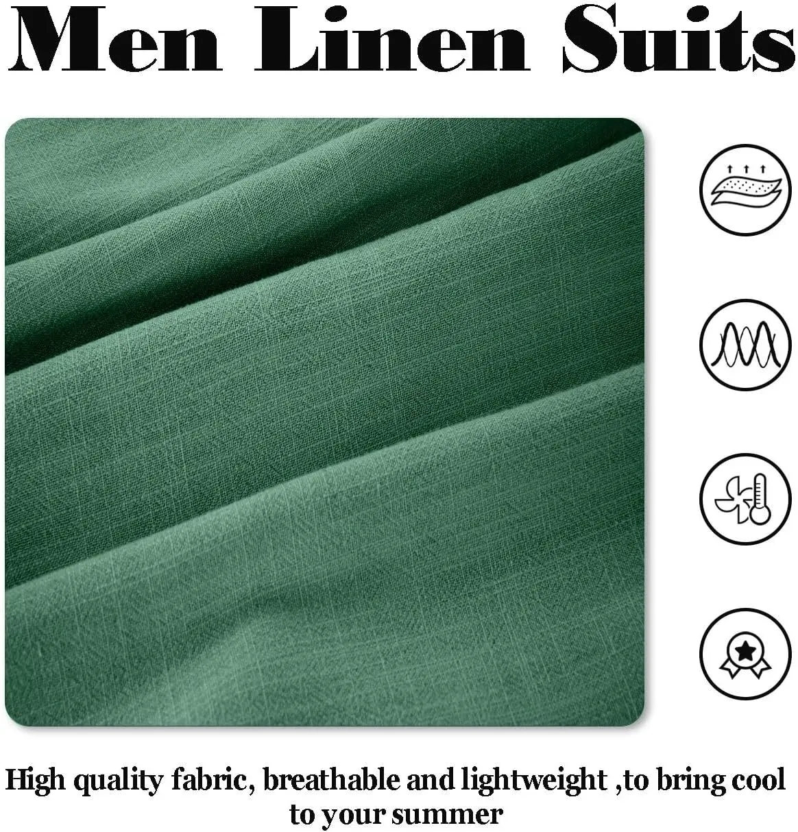 Wehilion Retro Linen Men Suit Beach Wedding Suit Summer Slim Fit 3 Pieces Light Weight Linen Suit Jacket Vest Pant Tuxedo