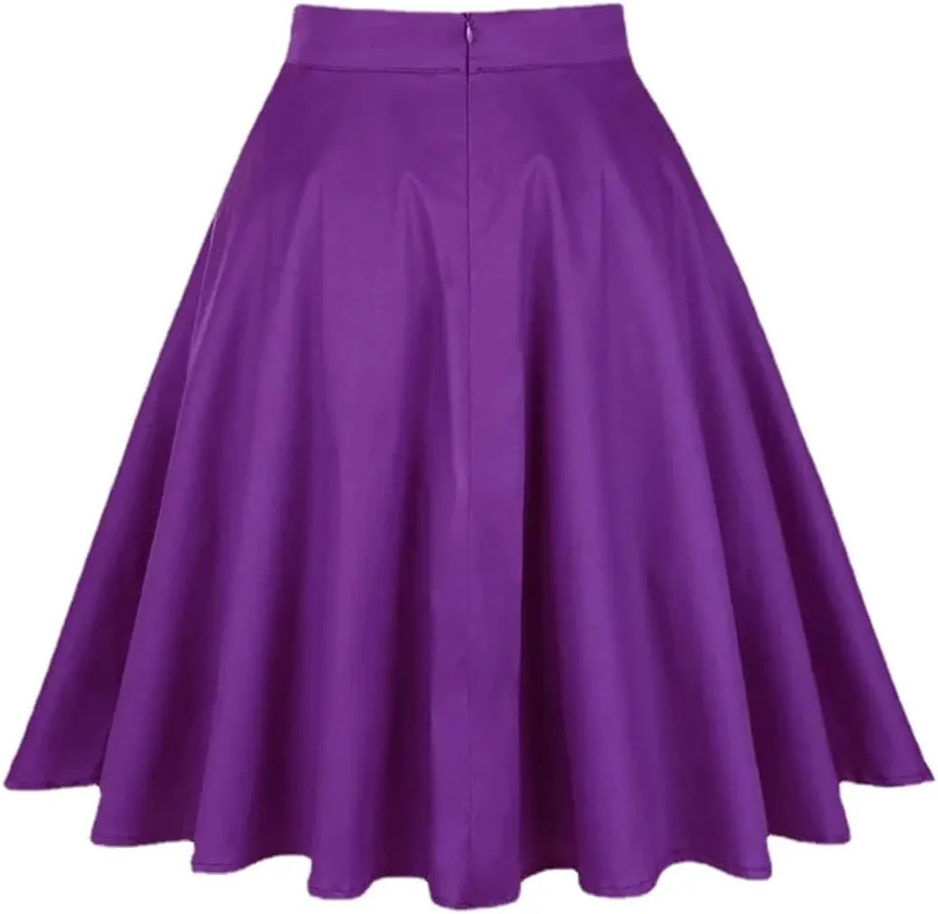 Women Pleated Skirt High Waist Vintage Loose Casual A Line Flare Swing Skirt