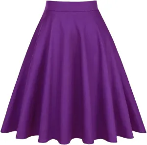 Women Pleated Skirt High Waist Vintage Loose Casual A Line Flare Swing Skirt