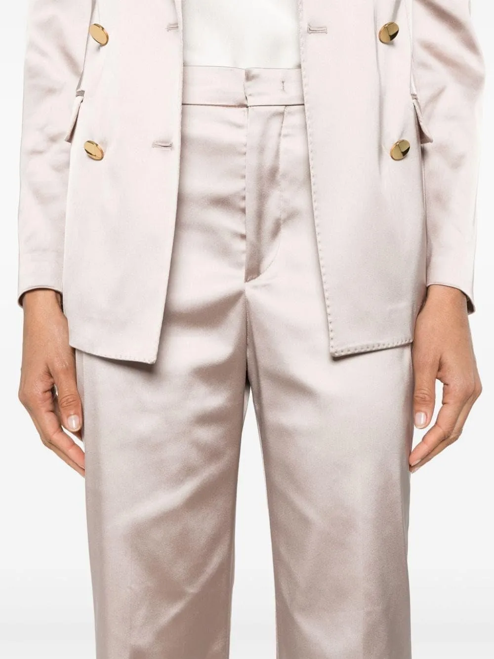 Women Satin Suit 2 Piece Double Breasted Peak Lapel Blazer Outfits Dinner Party Wedding Blazer Pantsuit Set