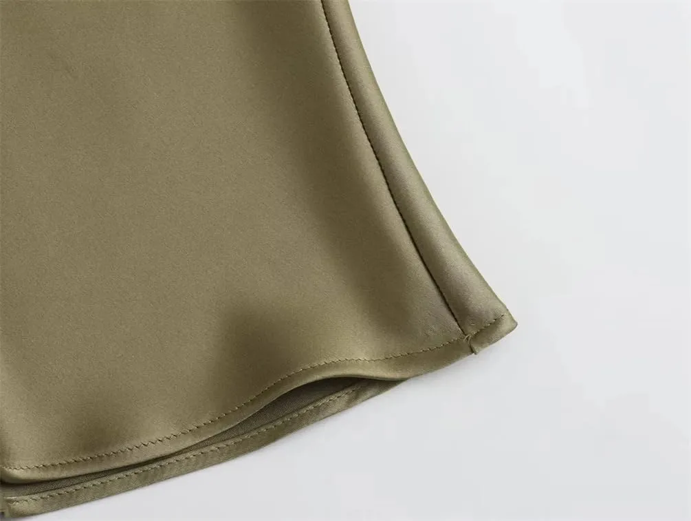 Women Solid Satin Long Skirt Y2k High Waist Slim Silk Texture Ladies Tight Midi Skirt
