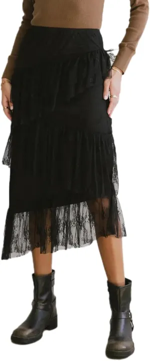 Women Summer Lace Maxi Skirt High Waist Ruffle A-Line Flare Long Skirts Cute Flowy Boho Maxi Skirt Beach Skirt