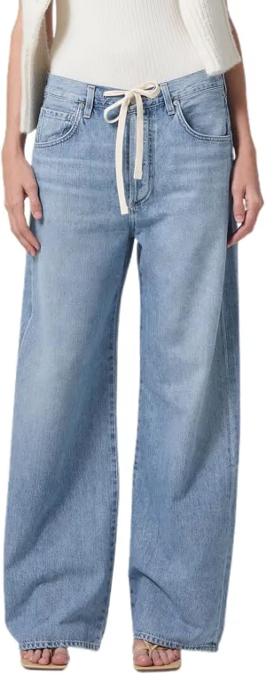 Women Wide Leg High Rise Jeans Boyfriend Drawstring Tie Waist Long Trouser Baggy Y2K Denim Pants