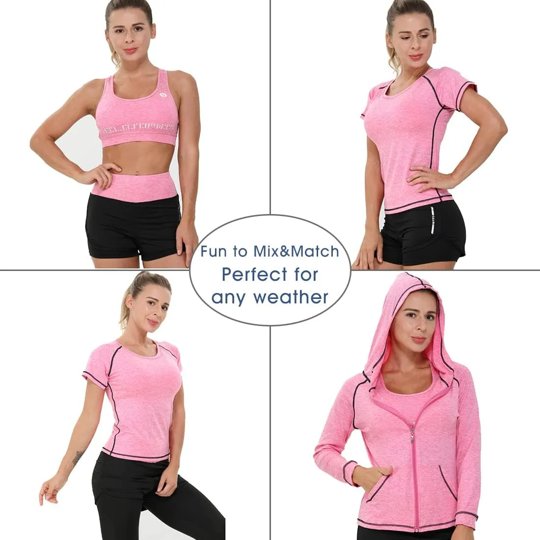 Women Workout Clothes Set 5 PCS Exercise Athletic Outfits Set