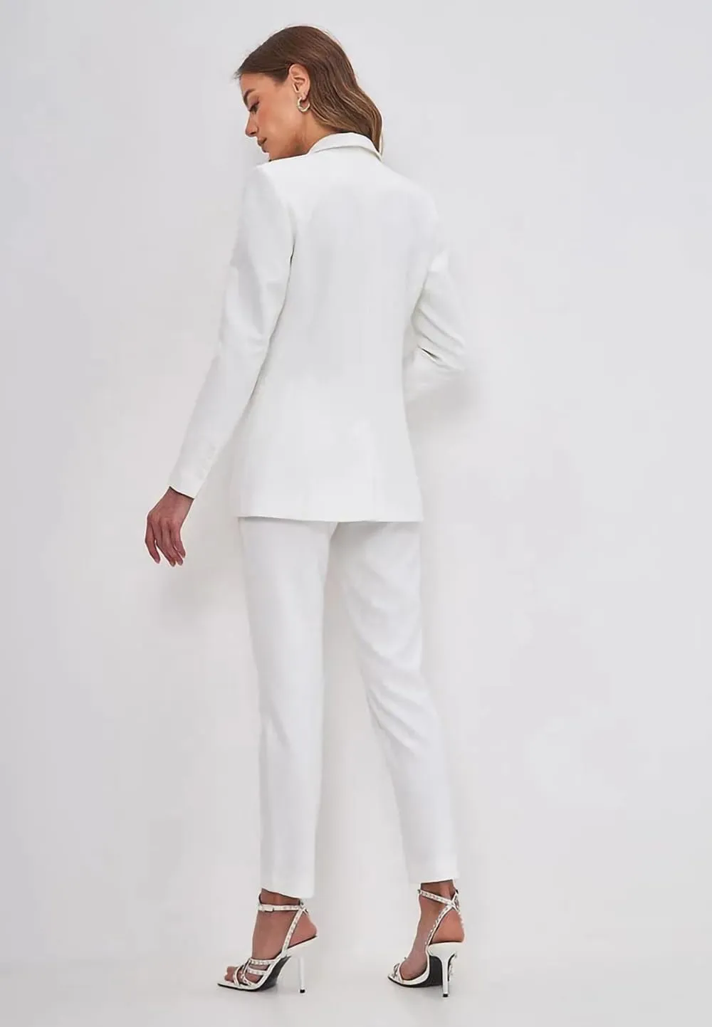 Women's Business Blazer Pant Suit Set for Work 2 Pieces Set One Button Jacket Tuxedo Wedding (Blazer Pants)