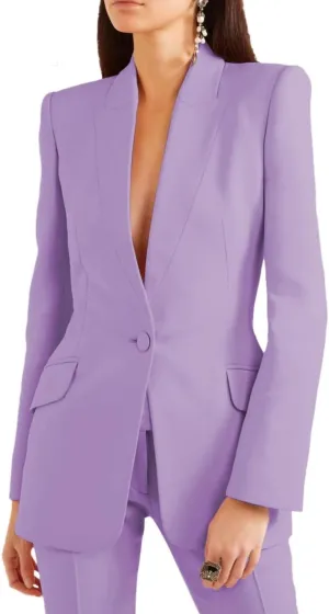 Women's Business Blazer Pant Suit Set for Work 2 Pieces Set One Button Jacket Tuxedo Wedding (Blazer Pants)