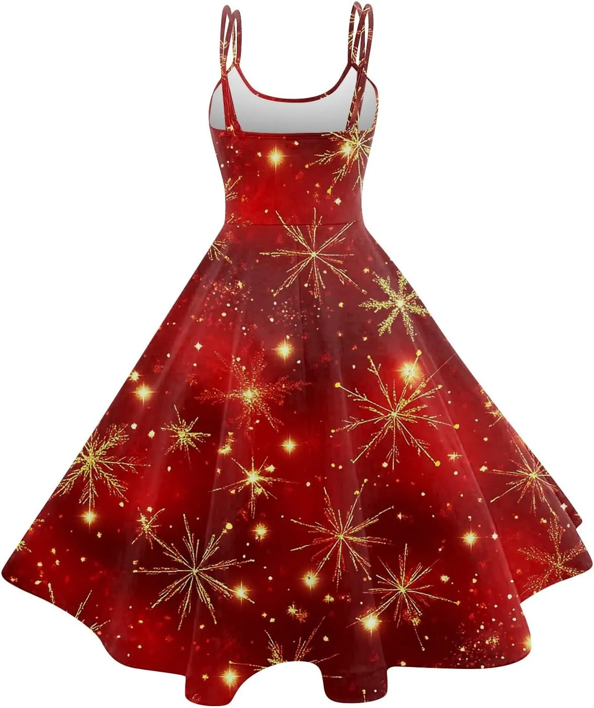 Women's Christmas Dress 1950S Retro Sleeveless Spaghetti Strap Party Dress 2024 Trendy Swing A-Line Flare Dresses