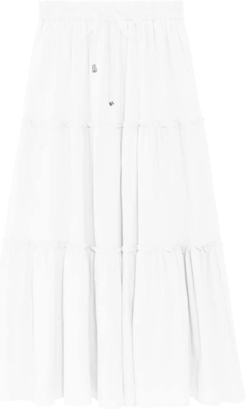 Women's Flowy Boho Maxi Skirt Elastic High Waist Tie A Line Dress Pleated Tiered Summer Casual Beach Long Skirts