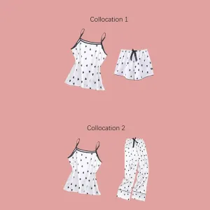 Womens Pajama Sets Ladies Fashion Simple Loungewear Tops And Shorts 7 Piece Sexy Pajamas Sleep Pants, Medium-Large