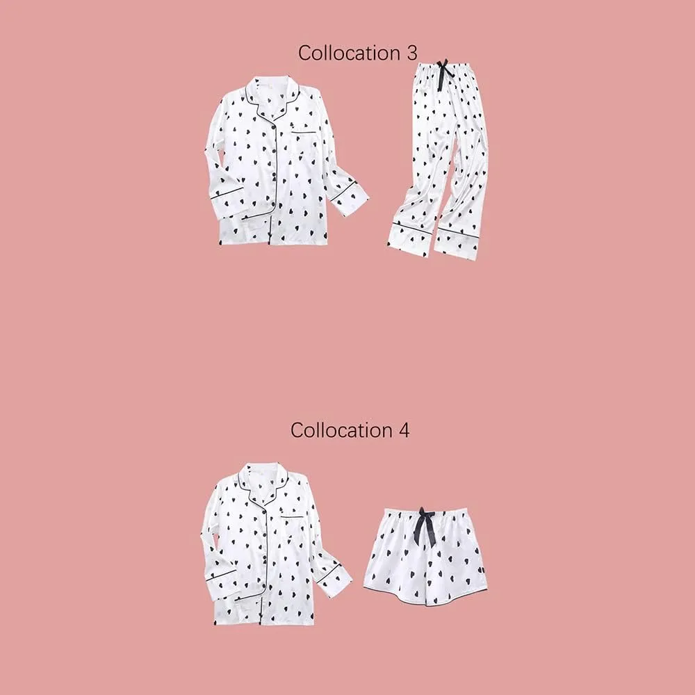 Womens Pajama Sets Ladies Fashion Simple Loungewear Tops And Shorts 7 Piece Sexy Pajamas Sleep Pants, Medium-Large