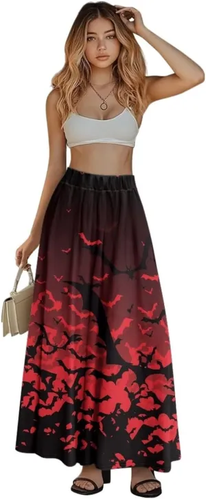 Womens Plus Size Maxi Skirt Casual High Waist Pleated Long Skirts 2024 with Pockets Ankle Length Flowy Swing