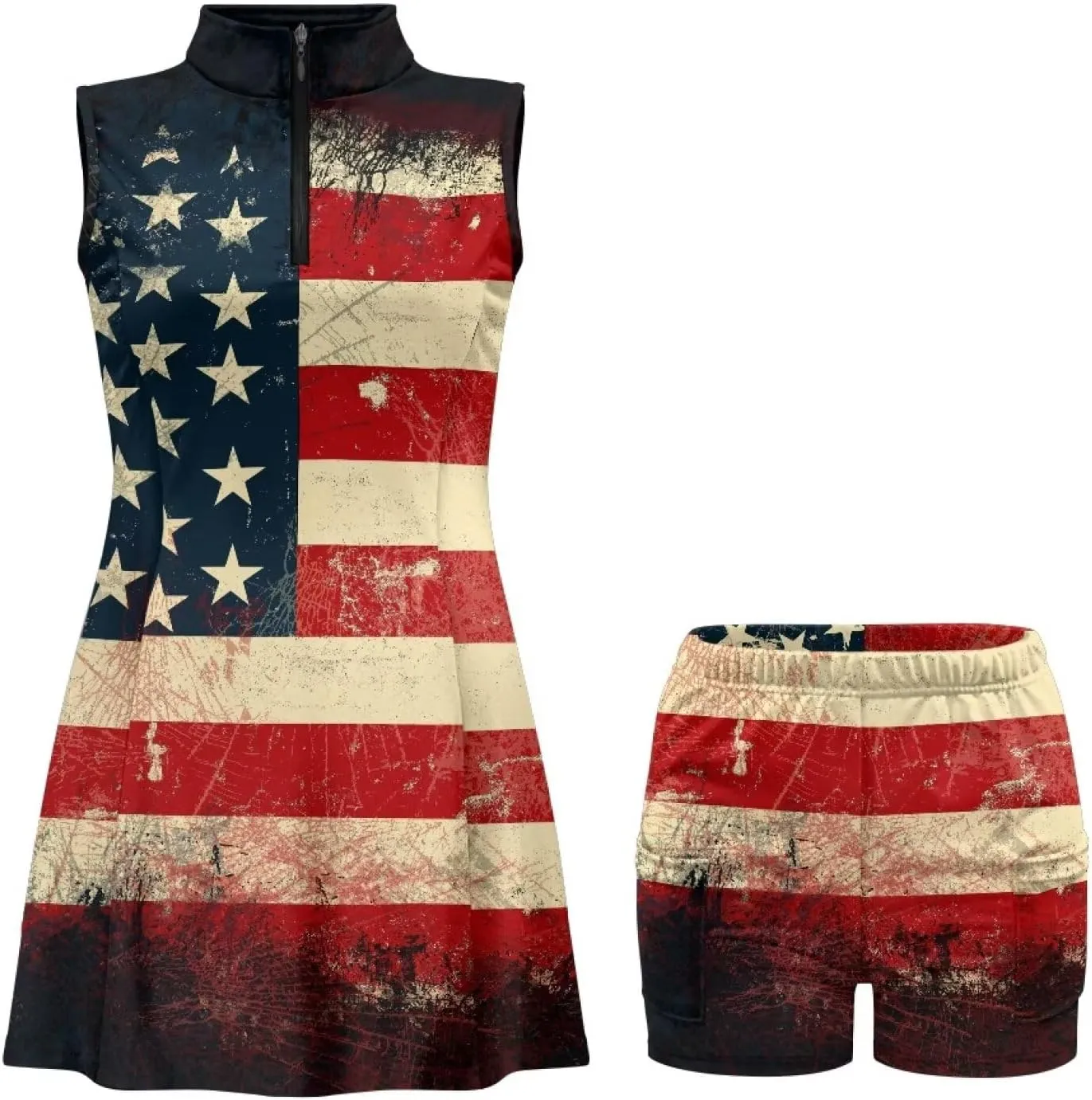 Womens Sleeveless Golf Tennis Dresses with ShortsPockets - Quick Drying Tennis Outfits for Workout Exercise