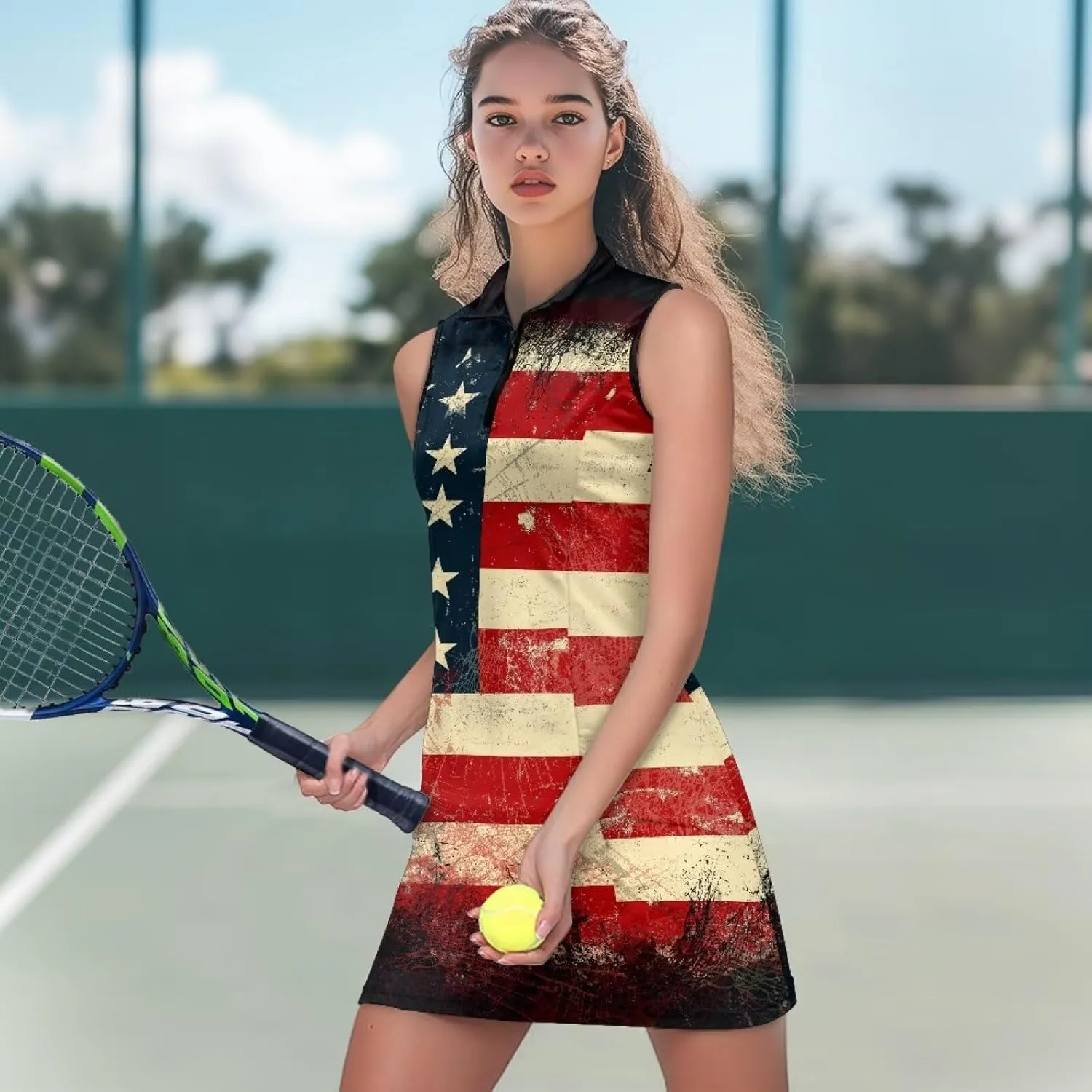 Womens Sleeveless Golf Tennis Dresses with ShortsPockets - Quick Drying Tennis Outfits for Workout Exercise