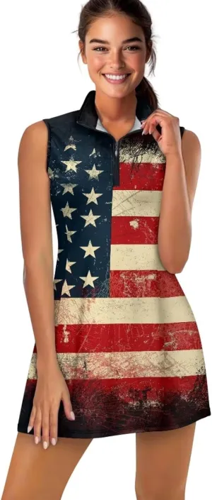 Womens Sleeveless Golf Tennis Dresses with ShortsPockets - Quick Drying Tennis Outfits for Workout Exercise
