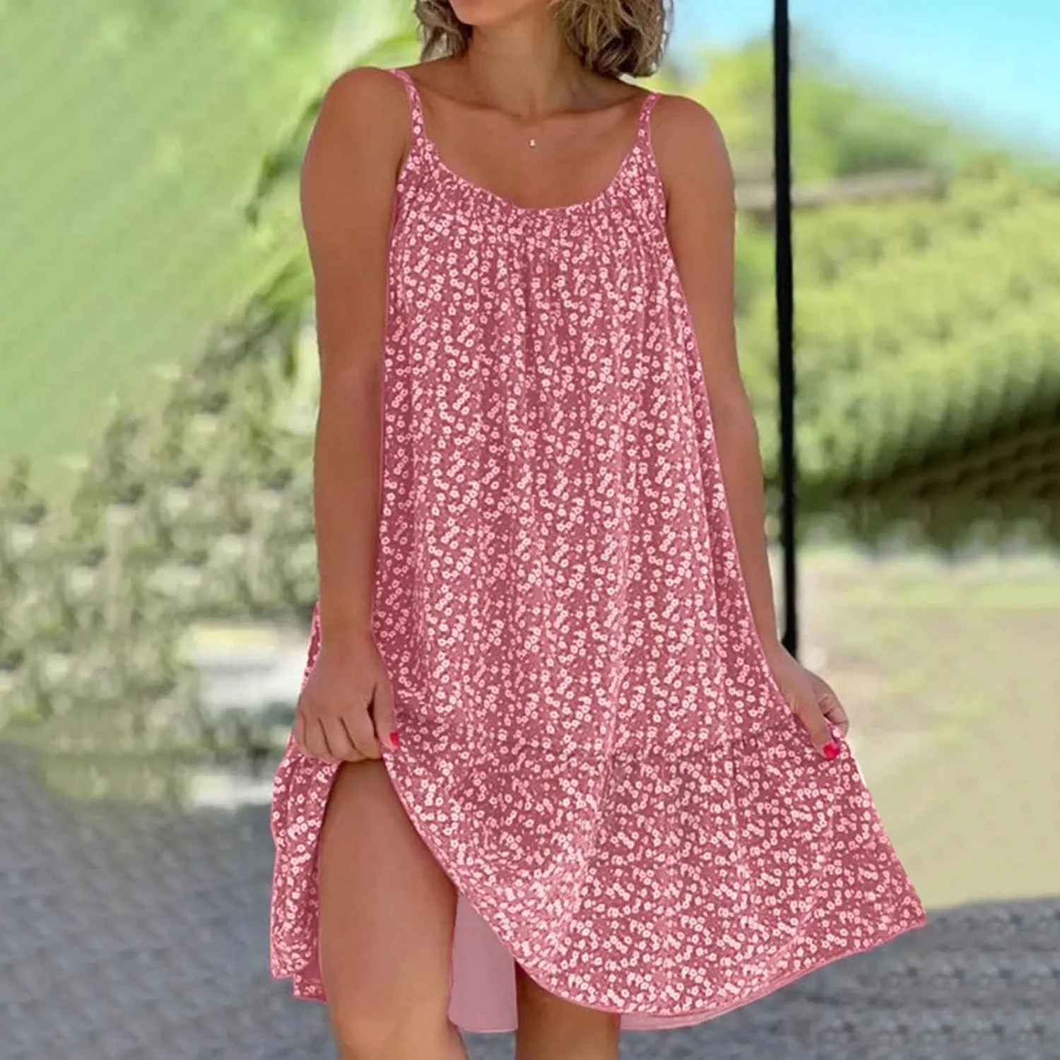 Womens Summer Dresses Loose U Neck Sleeveless Sundresses Beach Cute Teen Short 2025 Trendy Outfits